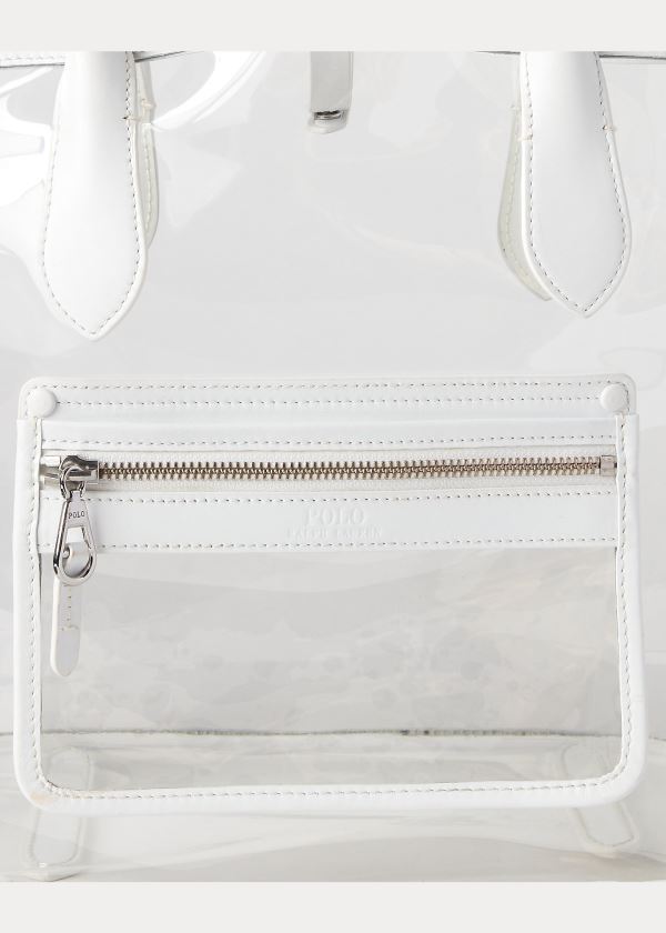 Torby Tote Ralph Lauren Clear Medium Bellport Tote Damskie Białe | QMRN9840