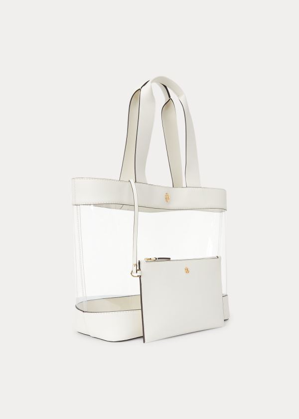 Torby Tote Ralph Lauren Clear Medium Tote Damskie Kremowe | PLPY8638