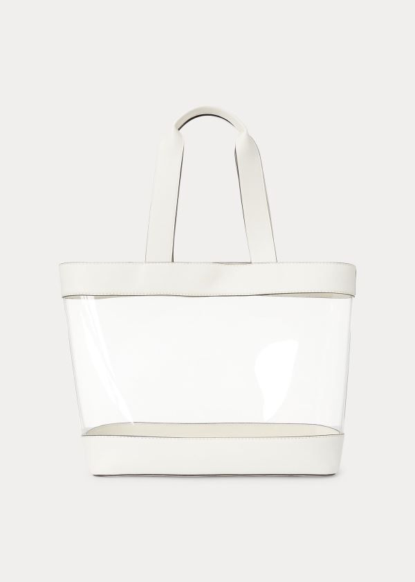 Torby Tote Ralph Lauren Clear Medium Tote Damskie Kremowe | PLPY8638