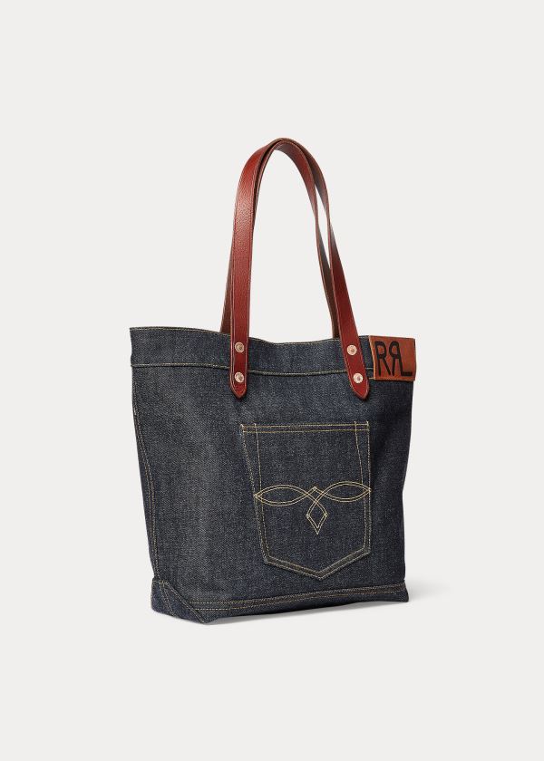 Torby Tote Ralph Lauren Denim Tote Damskie Indygo | TUMV4155