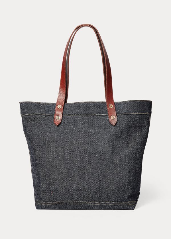 Torby Tote Ralph Lauren Denim Tote Damskie Indygo | TUMV4155