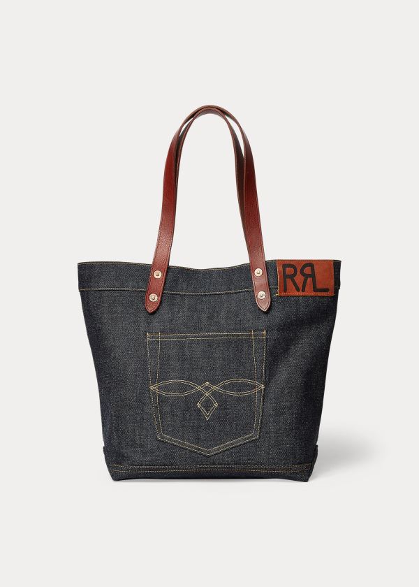 Torby Tote Ralph Lauren Denim Tote Damskie Indygo | TUMV4155