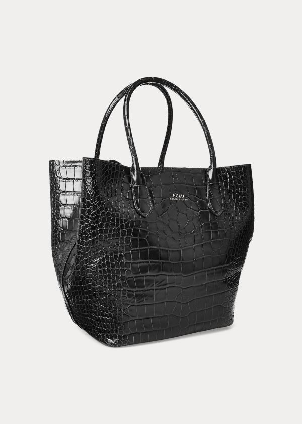 Torby Tote Ralph Lauren Embossed Large Bellport Tote Damskie Czarne | CGAG1337