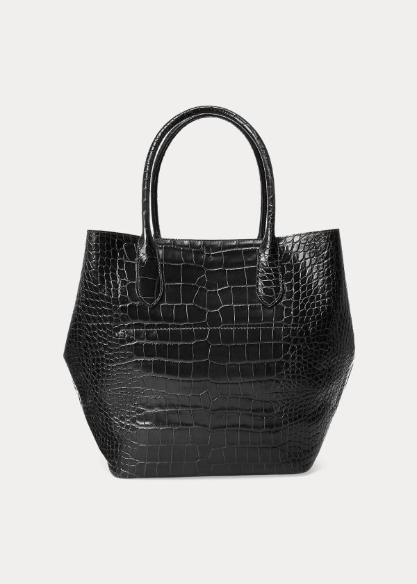 Torby Tote Ralph Lauren Embossed Large Bellport Tote Damskie Czarne | CGAG1337