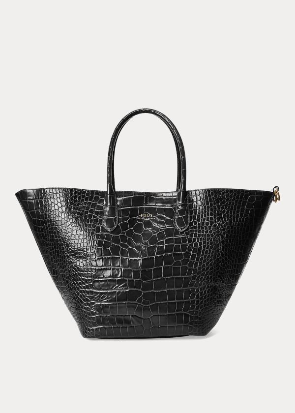 Torby Tote Ralph Lauren Embossed Large Bellport Tote Damskie Czarne | CGAG1337