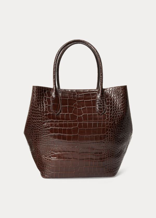 Torby Tote Ralph Lauren Embossed Large Bellport Tote Damskie Czekolada | XQJL2831