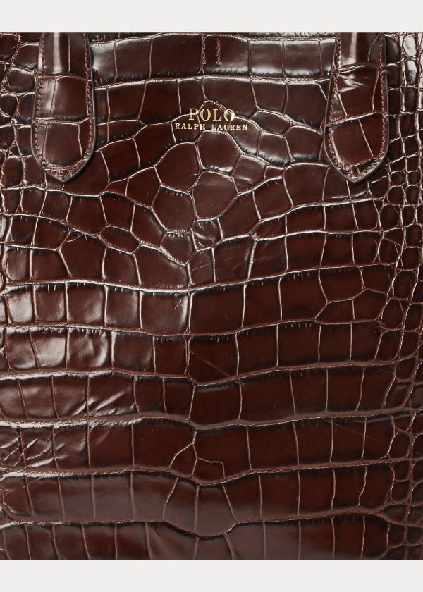 Torby Tote Ralph Lauren Embossed Large Bellport Tote Damskie Czekolada | XQJL2831