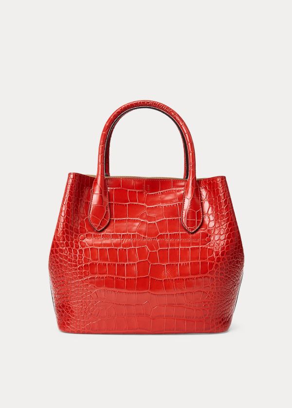 Torby Tote Ralph Lauren Embossed Medium Bellport Tote Damskie Czerwone | HATB2271