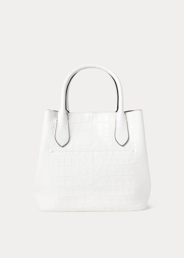 Torby Tote Ralph Lauren Embossed Medium Bellport Tote Damskie Białe | MIAU4543