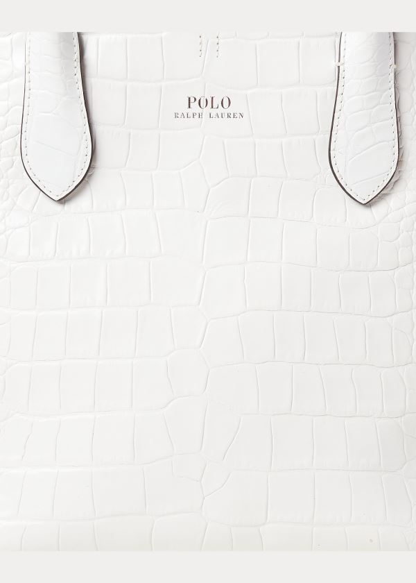 Torby Tote Ralph Lauren Embossed Medium Bellport Tote Damskie Białe | MIAU4543