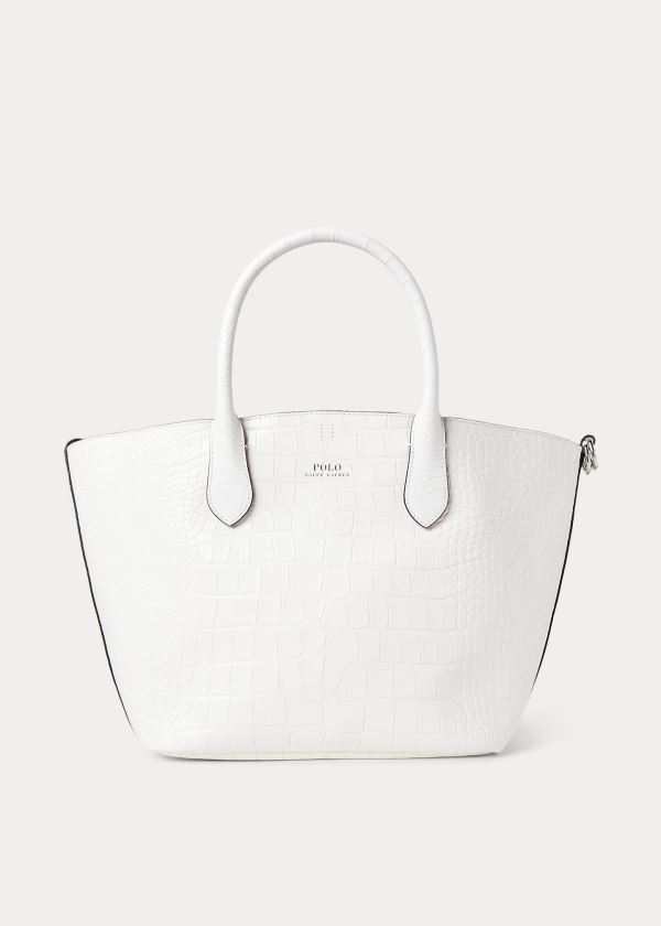 Torby Tote Ralph Lauren Embossed Medium Bellport Tote Damskie Białe | MIAU4543