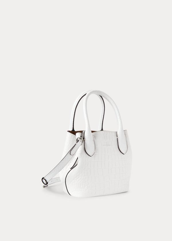 Torby Tote Ralph Lauren Embossed Mini Bellport Tote Damskie Białe | NKZC6271