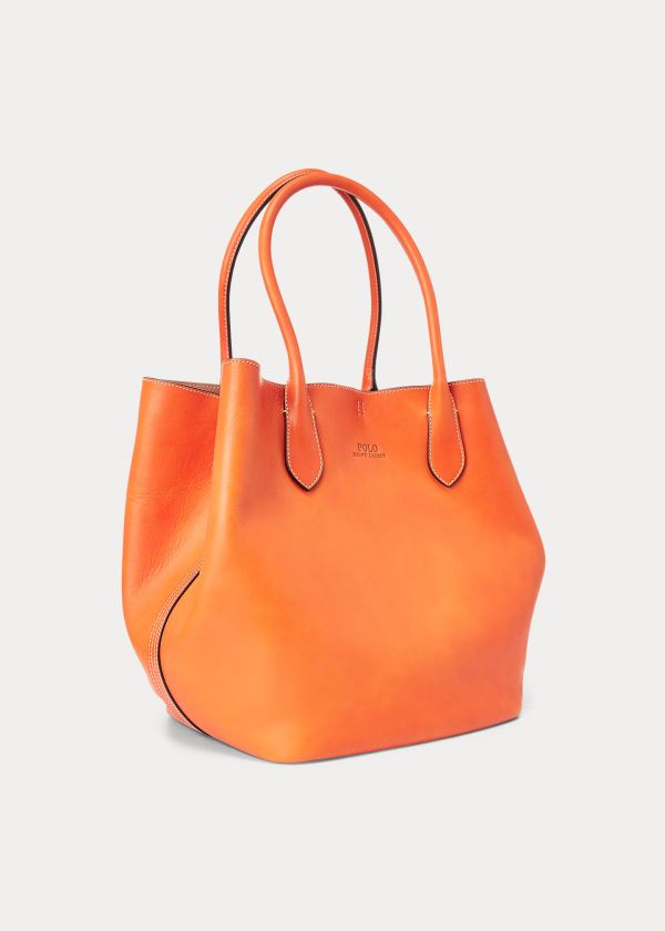 Torby Tote Ralph Lauren Leather Large Bellport Tote Damskie Pomarańczowe | QGRO4166