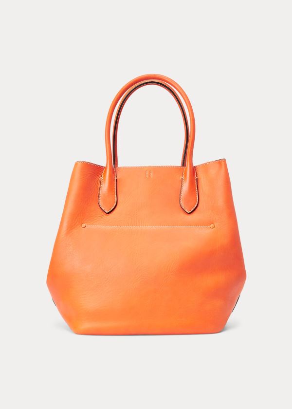 Torby Tote Ralph Lauren Leather Large Bellport Tote Damskie Pomarańczowe | QGRO4166