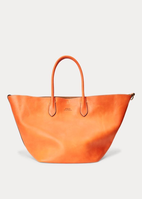 Torby Tote Ralph Lauren Leather Large Bellport Tote Damskie Pomarańczowe | QGRO4166