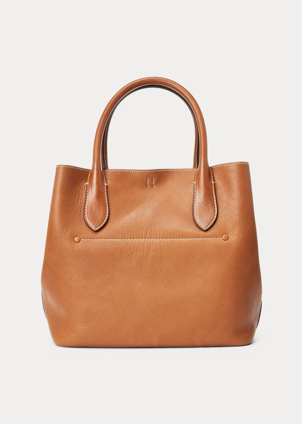 Torby Tote Ralph Lauren Leather Medium Bellport Tote Damskie Brązowe | FFUX8252