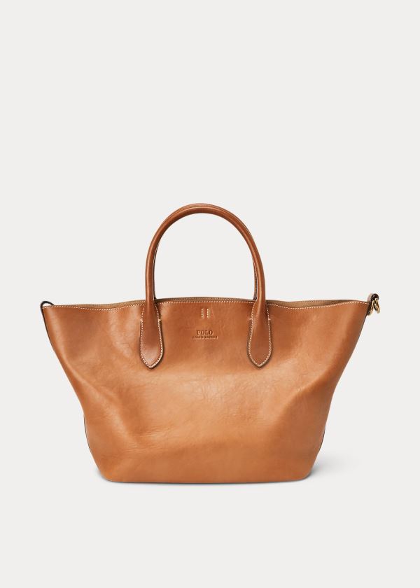 Torby Tote Ralph Lauren Leather Medium Bellport Tote Damskie Brązowe | FFUX8252