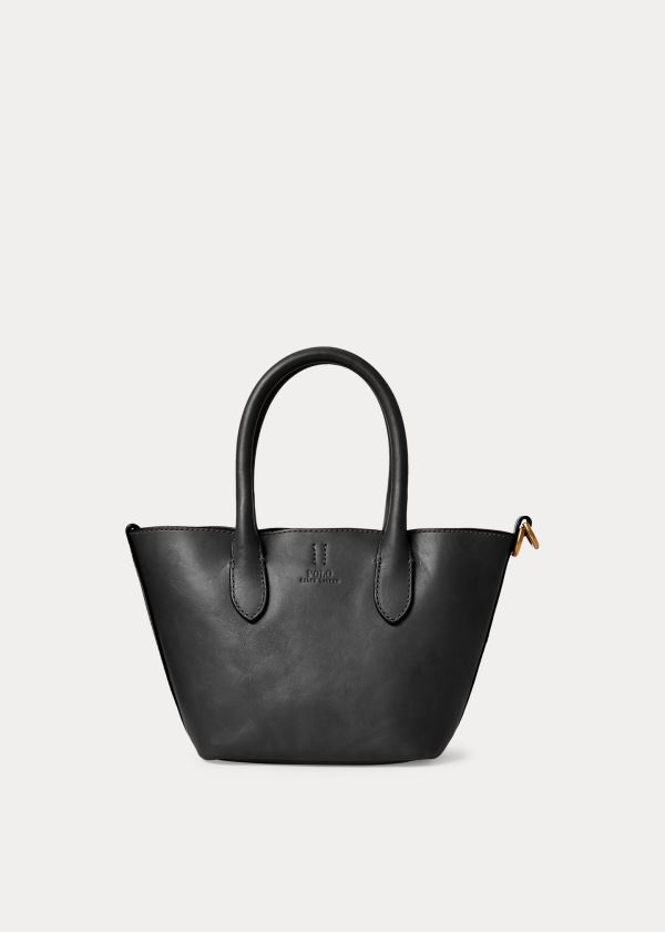 Torby Tote Ralph Lauren Leather Mini Bellport Tote Damskie Czarne | XKWN9048