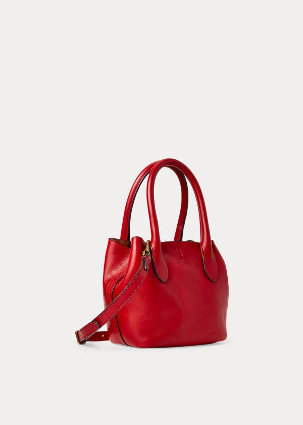 Torby Tote Ralph Lauren Leather Mini Bellport Tote Damskie Czerwone | HJWL8981