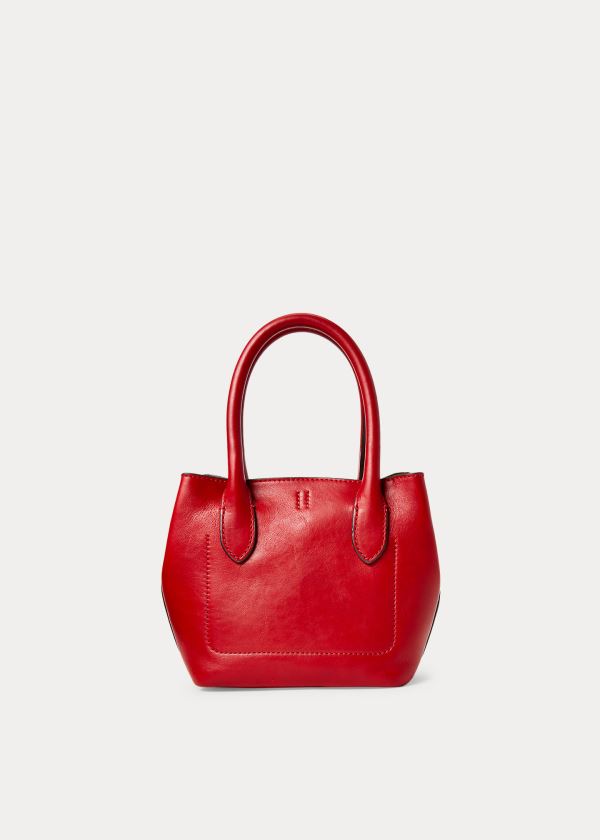 Torby Tote Ralph Lauren Leather Mini Bellport Tote Damskie Czerwone | HJWL8981