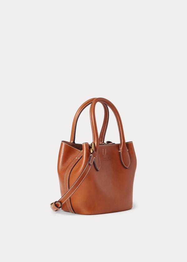 Torby Tote Ralph Lauren Leather Mini Bellport Tote Damskie Brązowe | XVID6282