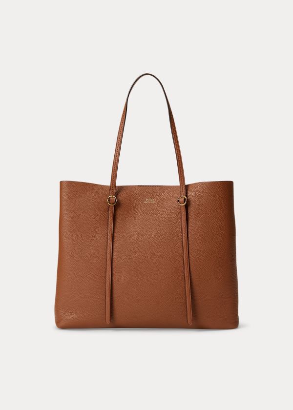 Torby Tote Ralph Lauren Pebbled Leather Lennox Tote Damskie Brązowe | BROI4803