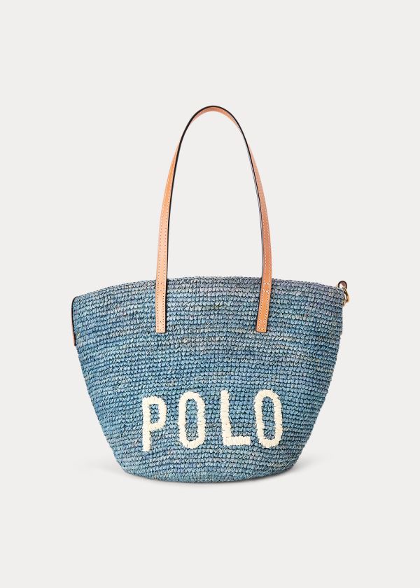 Torby Tote Ralph Lauren Raffia Medium Tote Bag Damskie Głęboka Niebieskie | AWVT3064