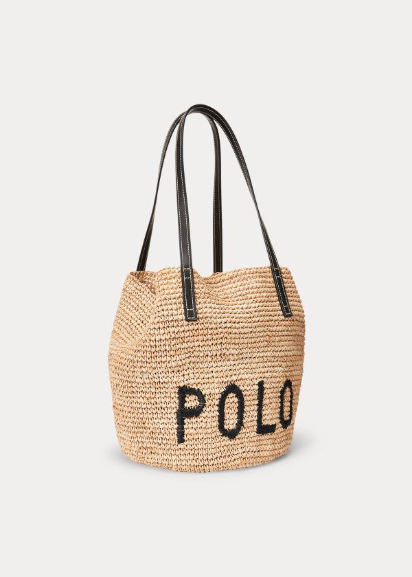 Torby Tote Ralph Lauren Raffia Medium Tote Bag Damskie Głęboka Brązowe | YSBP1362