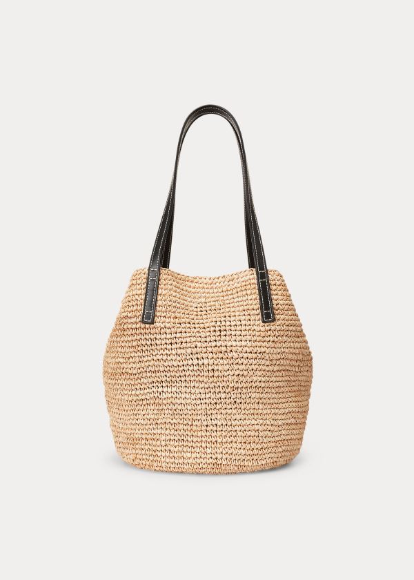 Torby Tote Ralph Lauren Raffia Medium Tote Bag Damskie Głęboka Brązowe | YSBP1362