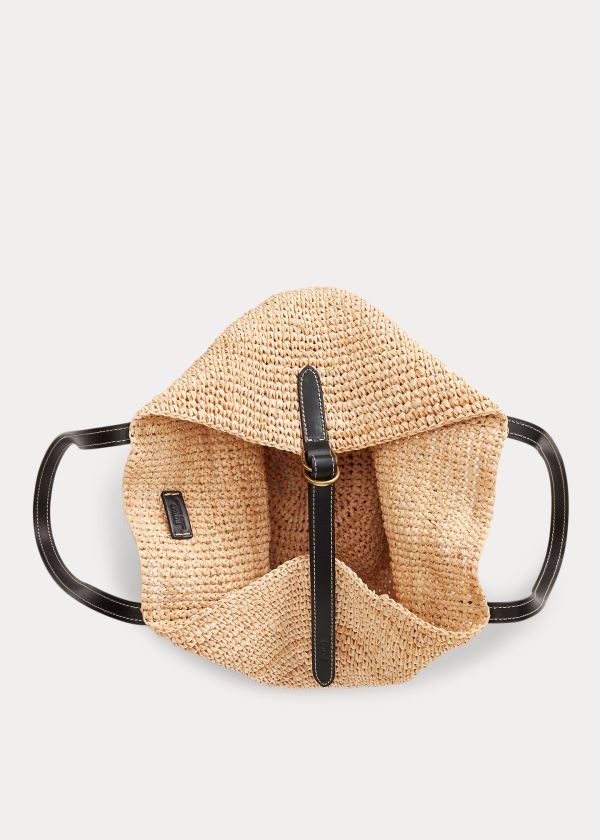 Torby Tote Ralph Lauren Raffia Medium Tote Bag Damskie Głęboka Brązowe | YSBP1362