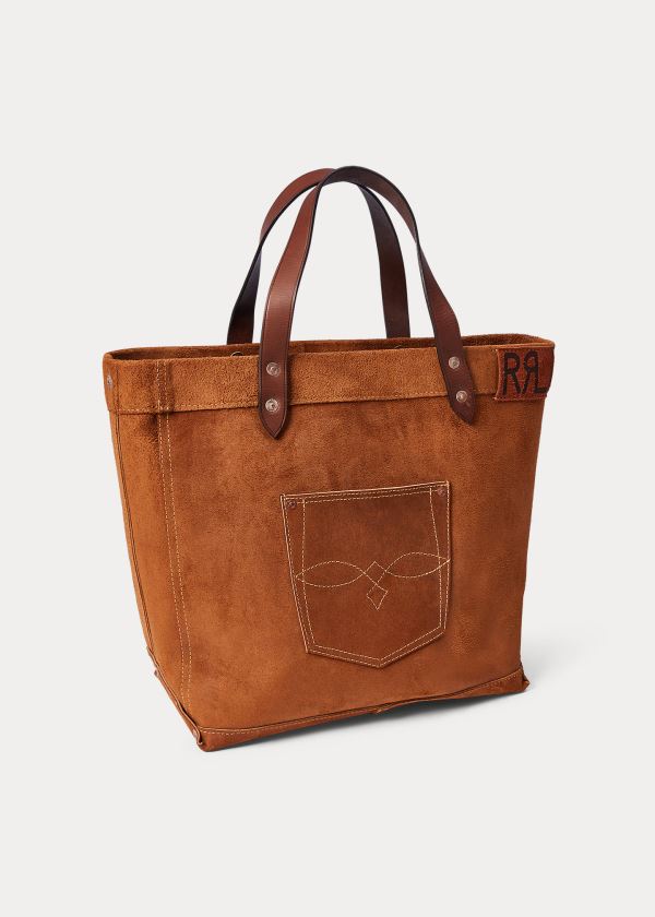 Torby Tote Ralph Lauren Ranch Suede Tote Damskie Brązowe | JNCJ6901