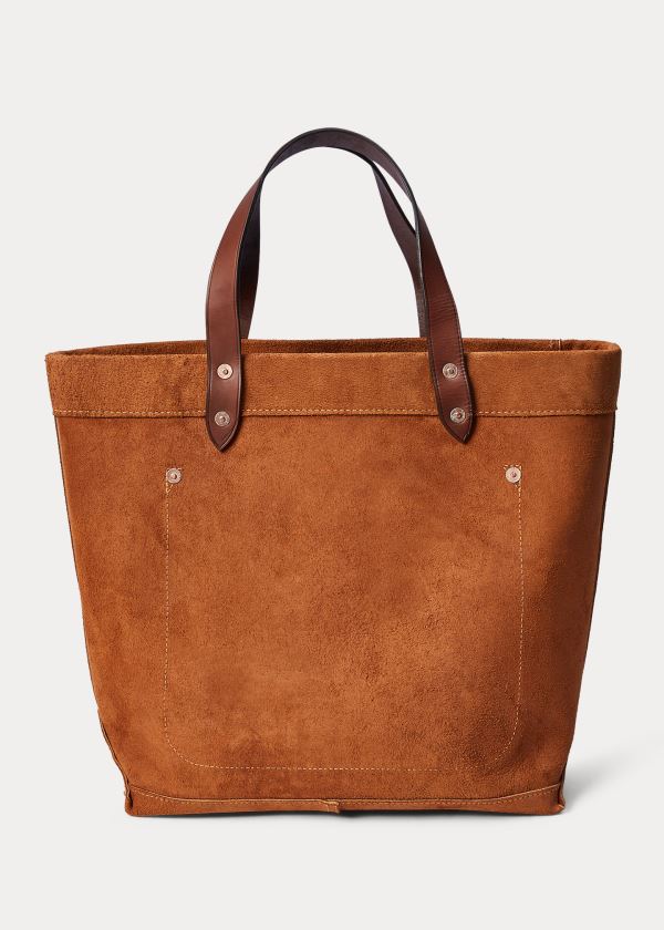 Torby Tote Ralph Lauren Ranch Suede Tote Damskie Brązowe | JNCJ6901