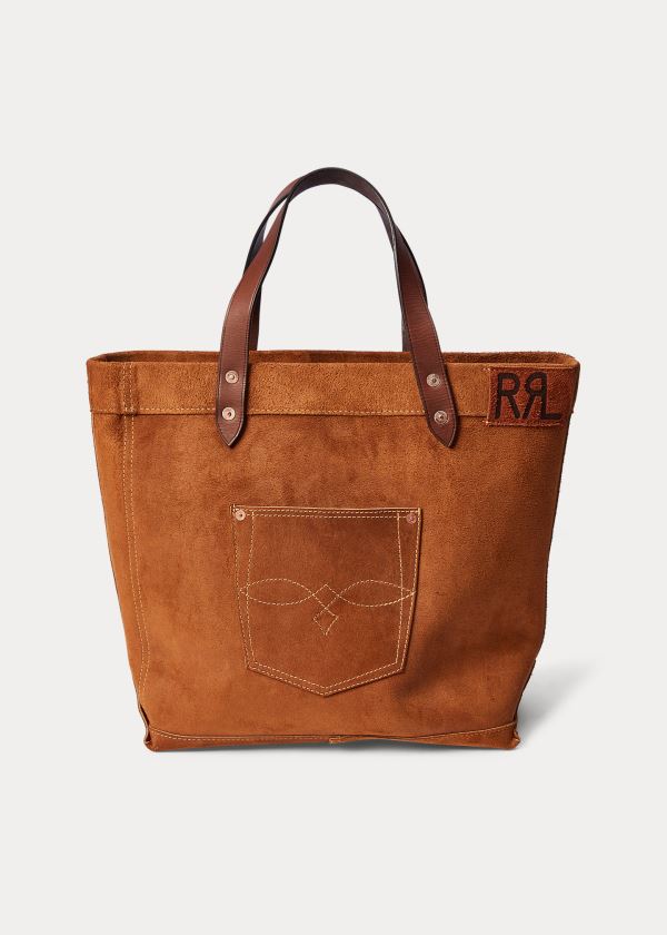 Torby Tote Ralph Lauren Ranch Suede Tote Damskie Brązowe | JNCJ6901