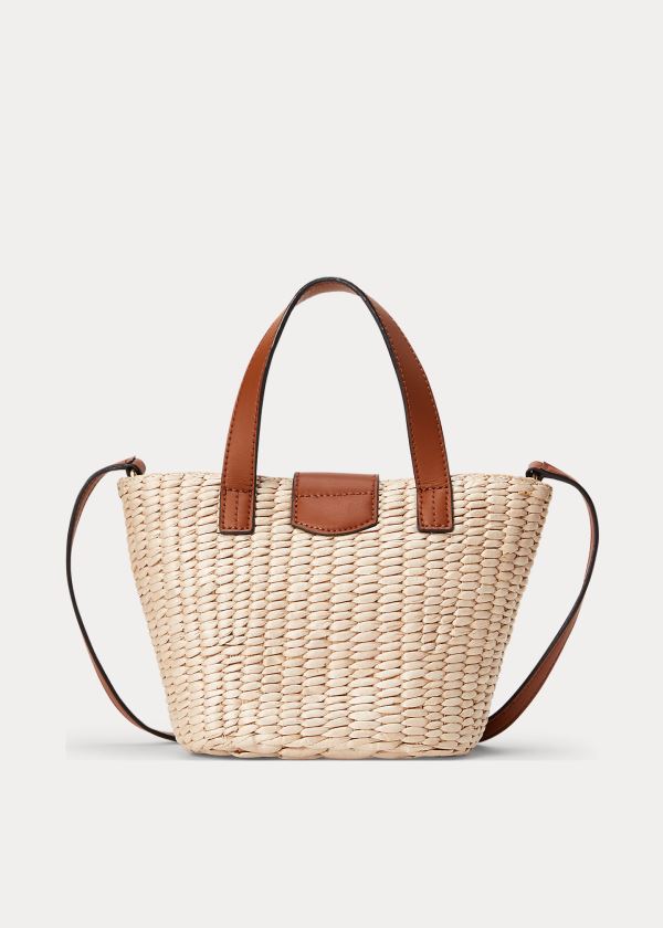 Torby Tote Ralph Lauren Straw Mini Reese Tote Damskie Brązowe | DZQA2582