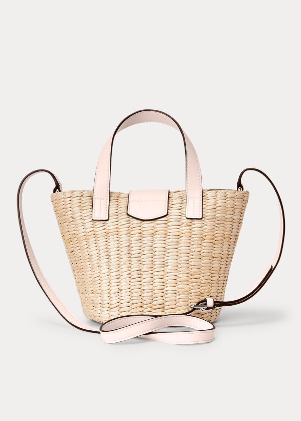 Torby Tote Ralph Lauren Straw Mini Reese Tote Damskie Brązowe Różowe | QBHB2048