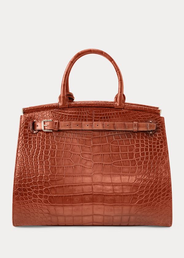 Torebka Ralph Lauren Alligator Large RL50 Handbag Damskie Brązowe | VCZF6048