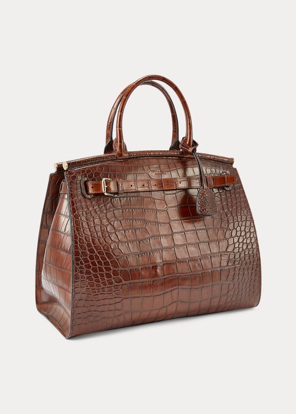 Torebka Ralph Lauren Alligator Large RL50 Handbag Damskie Czekolada | SKKG8145