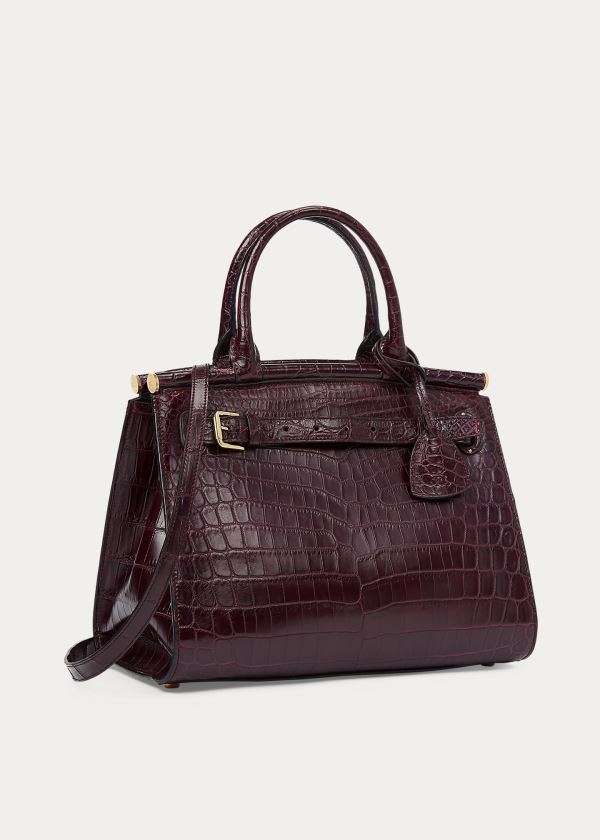 Torebka Ralph Lauren Alligator Medium RL50 Handbag Damskie Bordowe | QXPC0950