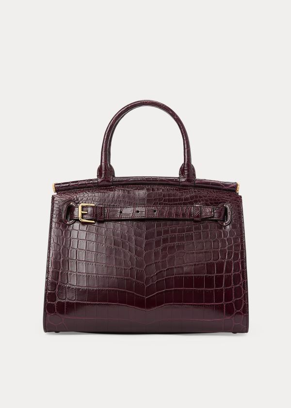 Torebka Ralph Lauren Alligator Medium RL50 Handbag Damskie Bordowe | QXPC0950