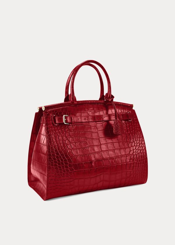 Torebka Ralph Lauren Alligator Medium RL50 Handbag Damskie Jasny Czerwone | YGIJ3377