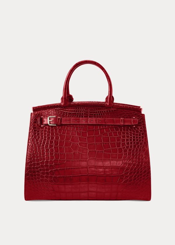 Torebka Ralph Lauren Alligator Medium RL50 Handbag Damskie Jasny Czerwone | YGIJ3377