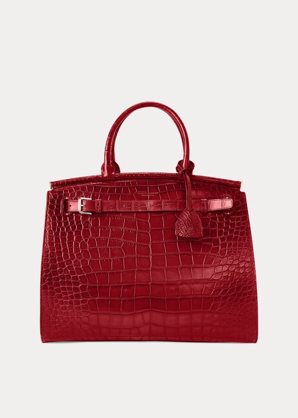 Torebka Ralph Lauren Alligator Medium RL50 Handbag Damskie Jasny Czerwone | YGIJ3377