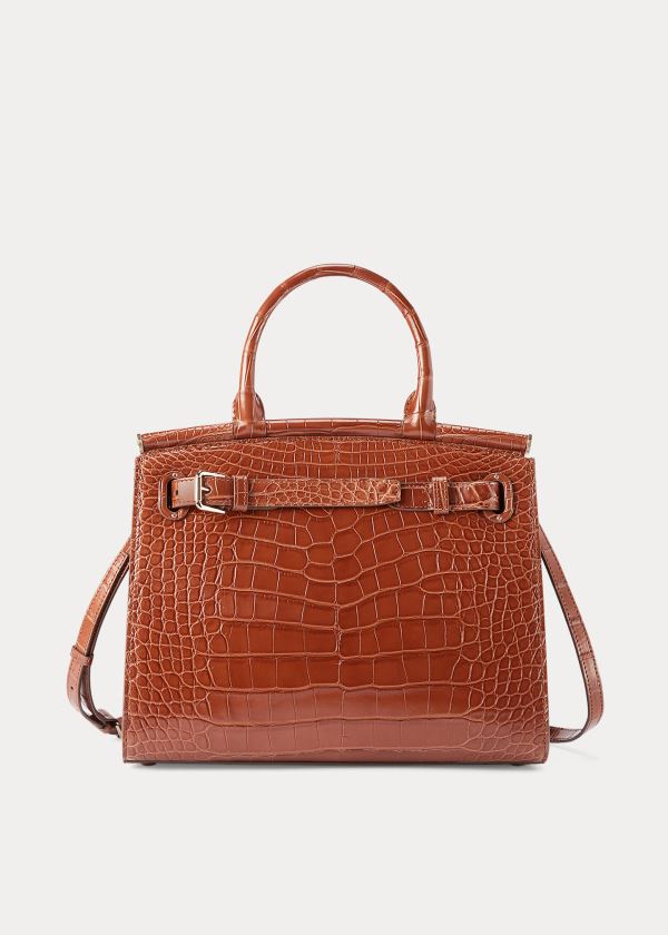 Torebka Ralph Lauren Alligator Medium RL50 Handbag Damskie Brązowe | UYUM6045