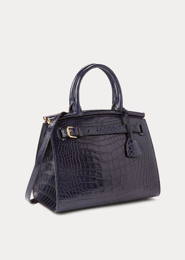 Torebka Ralph Lauren Alligator Medium RL50 Handbag Damskie Granatowe | ZABG4404