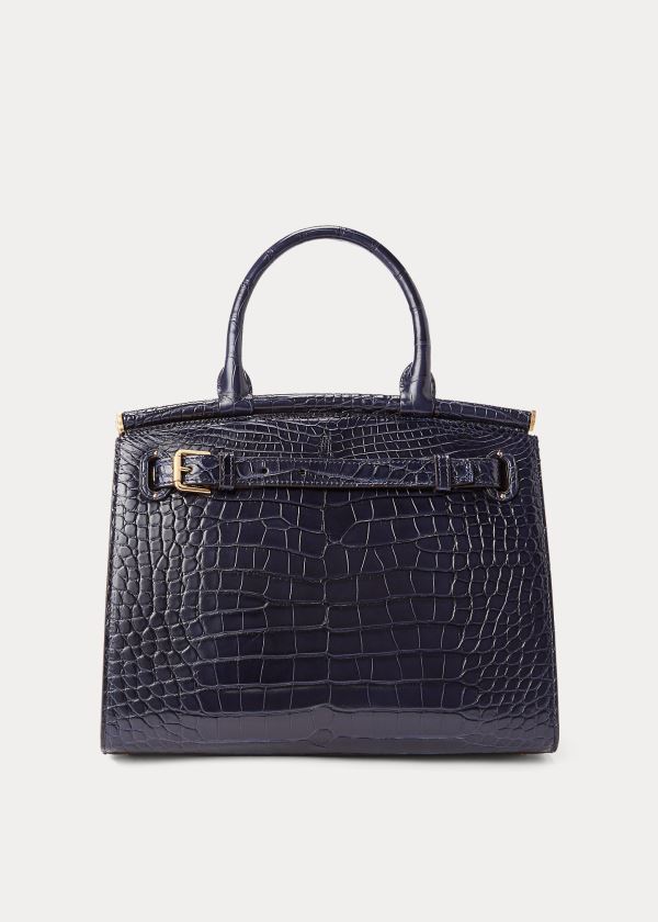 Torebka Ralph Lauren Alligator Medium RL50 Handbag Damskie Granatowe | ZABG4404