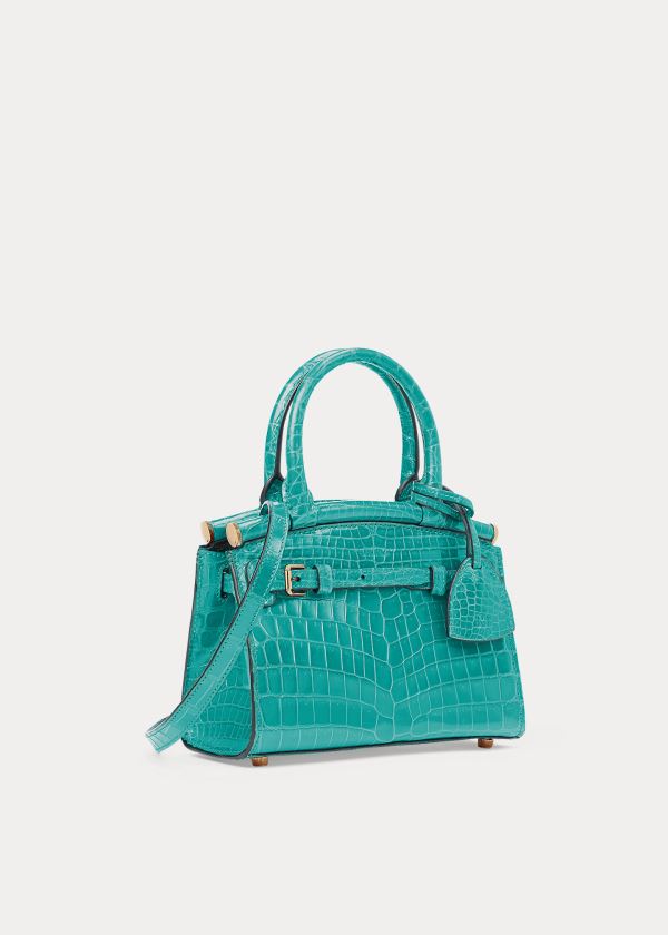 Torebka Ralph Lauren Alligator Mini RL50 Handbag Damskie Turkusowe | VYAM7737