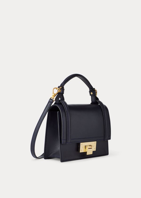 Torebka Ralph Lauren Calfskin Mini Hinge-Lock Bag Damskie Granatowe | TDJF3815