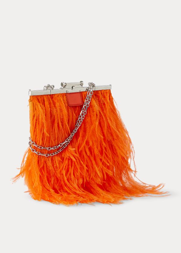 Torebka Ralph Lauren Ostrich Feather Evening Pouch Damskie Pomarańczowe | HZWW3999