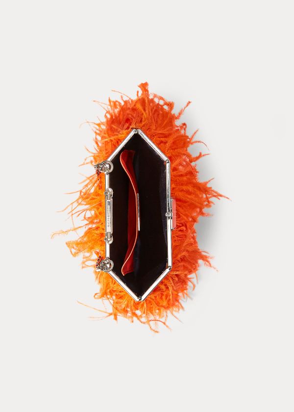 Torebka Ralph Lauren Ostrich Feather Evening Pouch Damskie Pomarańczowe | HZWW3999