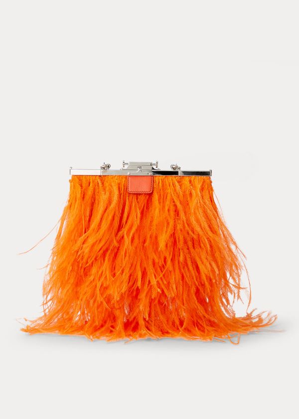 Torebka Ralph Lauren Ostrich Feather Evening Pouch Damskie Pomarańczowe | HZWW3999